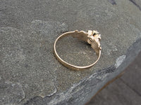 14k yellow gold old mine cut diamond solitaire antique estate ring - apx .33ct