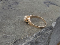 14k yellow gold old mine cut diamond solitaire antique estate ring - apx .33ct