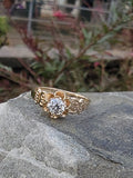14k yellow gold old mine cut diamond solitaire antique estate ring - apx .33ct