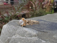 14k yellow gold old mine cut diamond solitaire antique estate ring - apx .33ct