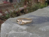 14k yellow gold old mine cut diamond solitaire antique estate ring - apx .14ct