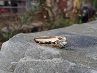 14k yellow gold old mine cut diamond solitaire antique estate ring - apx .14ct