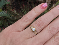 14k yellow gold old mine cut diamond solitaire antique estate ring - apx .33ct