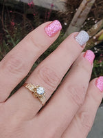 14k yellow gold old mine cut diamond solitaire antique estate ring - apx .33ct