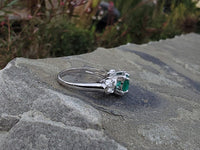 14k white gold emerald & diamond estate ring