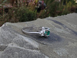 14k white gold emerald & diamond estate ring