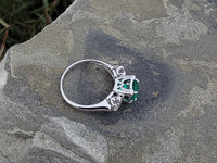 14k white gold emerald & diamond estate ring