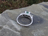 14k white gold emerald & diamond estate ring