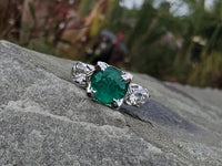 14k white gold emerald & diamond estate ring