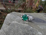 14k white gold emerald & diamond estate ring