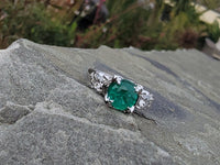 14k white gold emerald & diamond estate ring