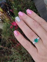 14k white gold emerald & diamond estate ring