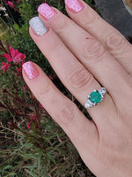 14k white gold emerald & diamond estate ring
