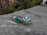 14k white gold emerald & diamond estate ring