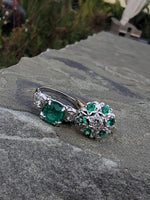 14k white gold emerald & diamond estate ring
