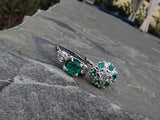 14k white gold emerald & diamond estate ring