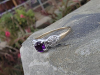 14k gold two tone amethyst & diamond estate ring