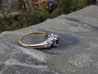14k gold two tone amethyst & diamond estate ring