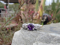 14k gold two tone amethyst & diamond estate ring