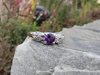 14k gold two tone amethyst & diamond estate ring
