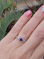 14k gold two tone amethyst & diamond estate ring