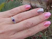 14k gold two tone amethyst & diamond estate ring