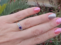 14k gold two tone amethyst & diamond estate ring