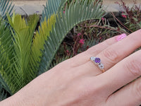 14k gold two tone amethyst & diamond estate ring