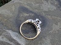 14k gold two tone Garnet & diamond estate ring