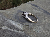 14k gold two tone Garnet & diamond estate ring