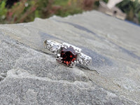 14k gold two tone Garnet & diamond estate ring