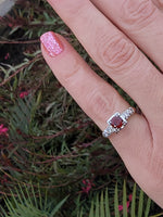 14k gold two tone Garnet & diamond estate ring