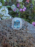 Platinum antique Aquamarine & Diamond estate ring