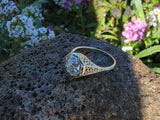 14k gold two tone 1.24ct old mine cut diamond solitaire antique estate ring