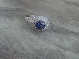platinum Art Deco estate blue sapphire & diamond ring