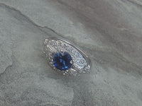 platinum Art Deco estate blue sapphire & diamond ring