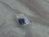 platinum Art Deco estate blue sapphire & diamond ring
