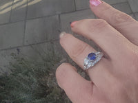 platinum Art Deco estate blue sapphire & diamond ring