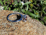 14k gold white garnet & diamond estate ring
