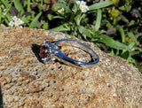 14k gold white garnet & diamond estate ring
