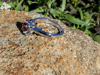 14k gold white garnet & diamond estate ring