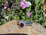 14k gold white garnet & diamond estate ring