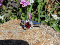 14k gold white garnet & diamond estate ring