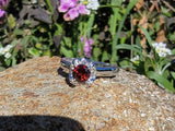 14k gold white garnet & diamond estate ring