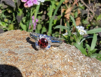 14k gold white garnet & diamond estate ring