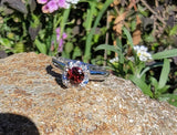 14k gold white garnet & diamond estate ring