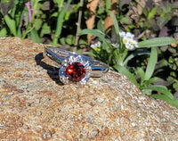 14k gold white garnet & diamond estate ring