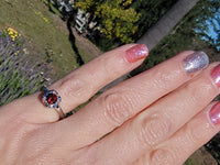 14k gold white garnet & diamond estate ring