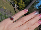 14k gold white garnet & diamond estate ring