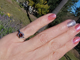 14k gold white garnet & diamond estate ring